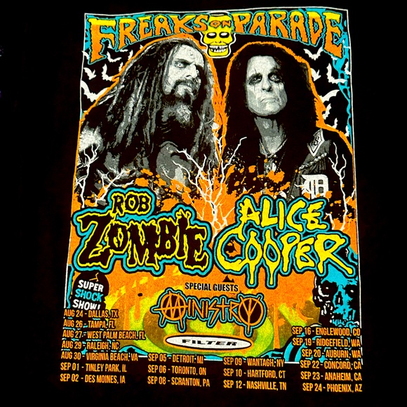Rob Zombie & Alice Cooper Freaks on Parade2023 Tour Merch Shirt - Picture 5 of 11